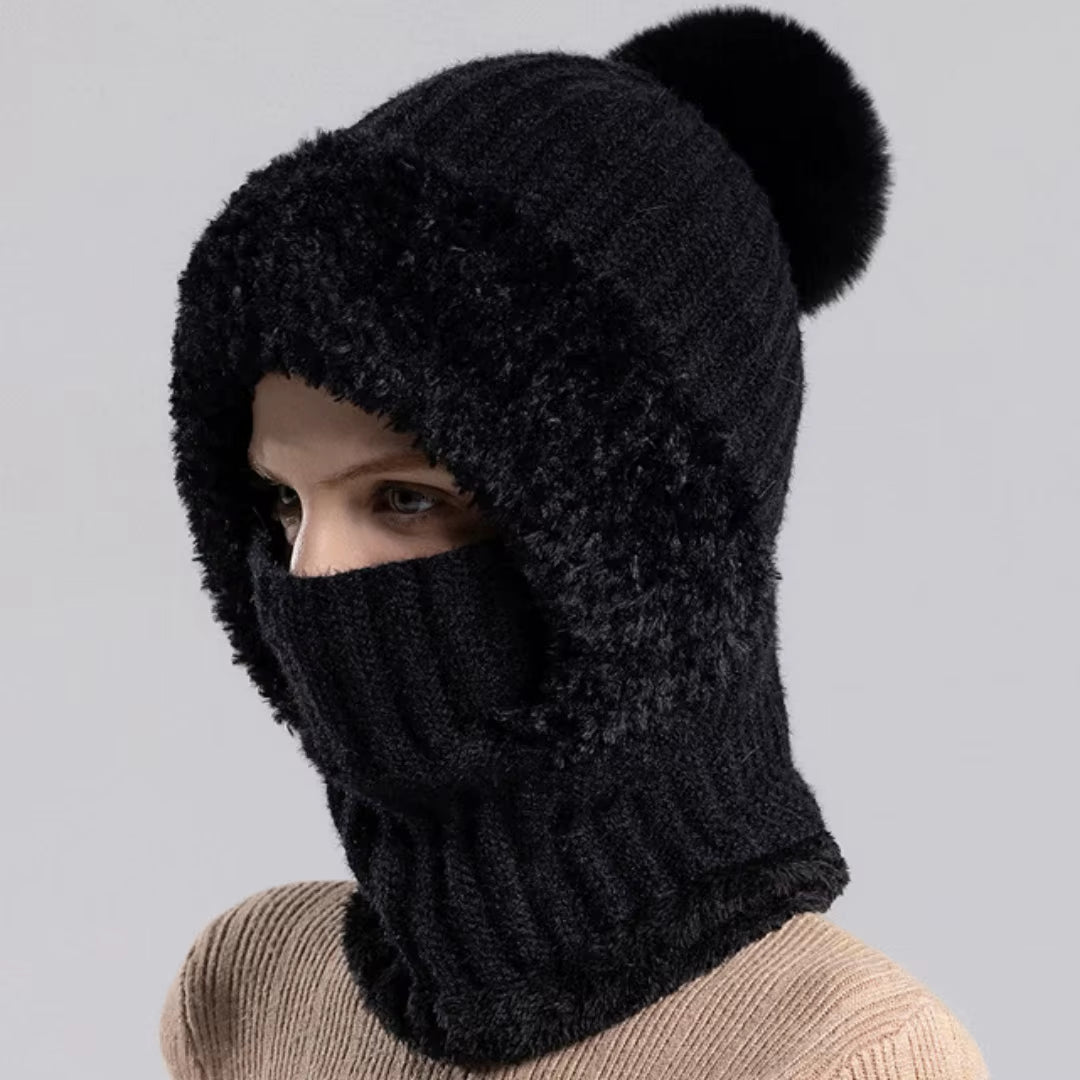 Winter Full Face Cover Hat Scarf Set Women Outdoor Windproof Earflap Skullies Beanies Hats Plush Thicken Warm Balaclava Ski Caps